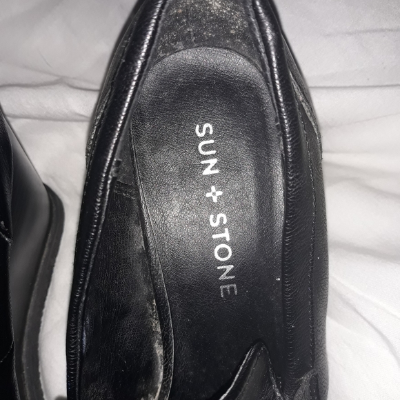 Sun + Stone Womens Jetta Faux Leather Slip On Wedge Heels sz 7 - Picture 2 of 6